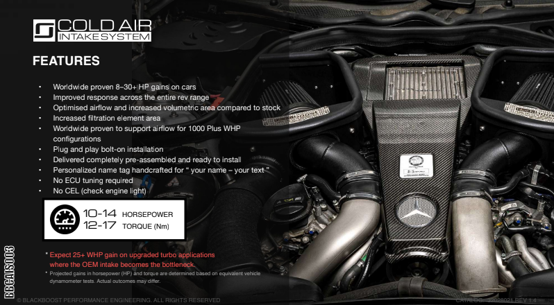 BlackBoost Mercedes AMG M157 / M278 (212/218) Cold Air Intake System