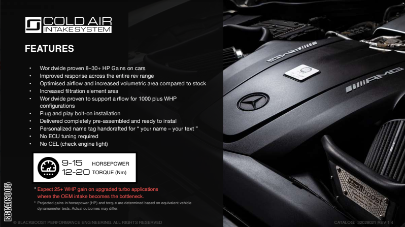 BlackBoost Mercedes AMG GT M178 (190) Cold Air Intake System