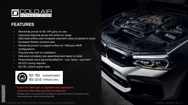 BlackBoost BMW M5 (F90) S63 Cold Air Intake System