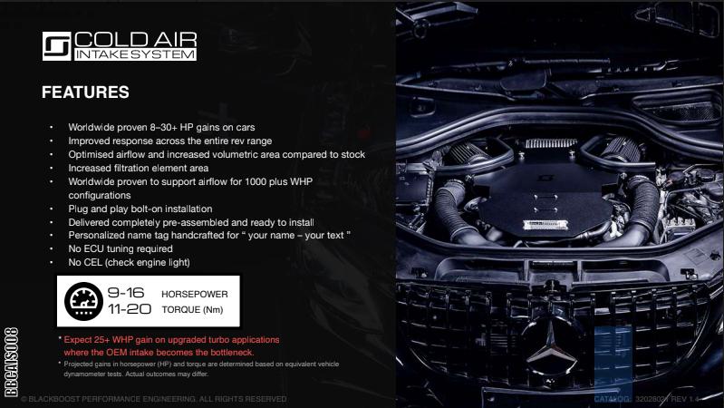 BlackBoost Mercedes ML63 / GL63 / GLE63 / GLE63 Coupe / GLS63 AMG (M157) Cold Air Intake System