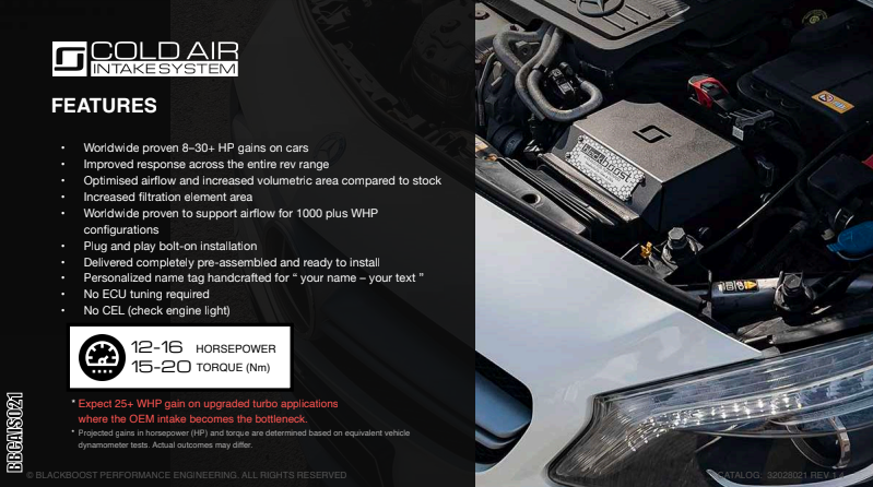 BlackBoost Mercedes A45 M133 W176 Cold Air Intake System